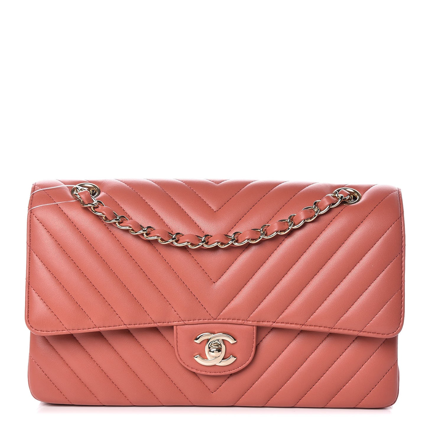 Lambskin Chevron Quilted Medium Double Flap Rosewood