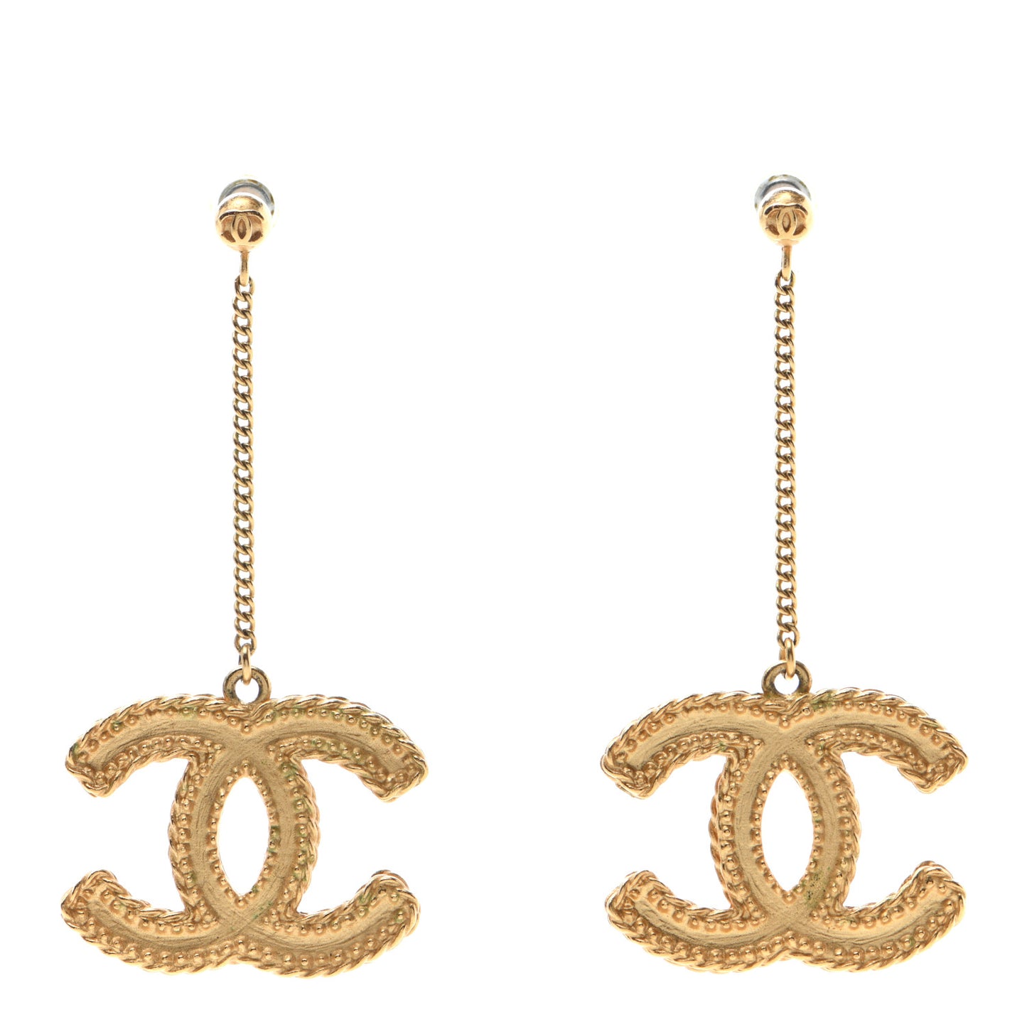 CC Drop Earrings Matte Gold
