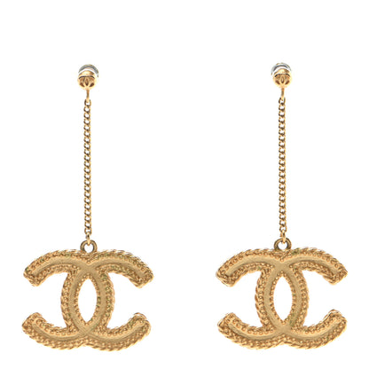 Chanel CC Drop Earrings Matte Gold 1 of 4
