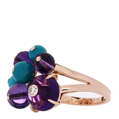 Cartier 18K Rose Gold Diamond Turquoise Amethyst Les Delices de Goa Ring 56 7.5 3 of 6