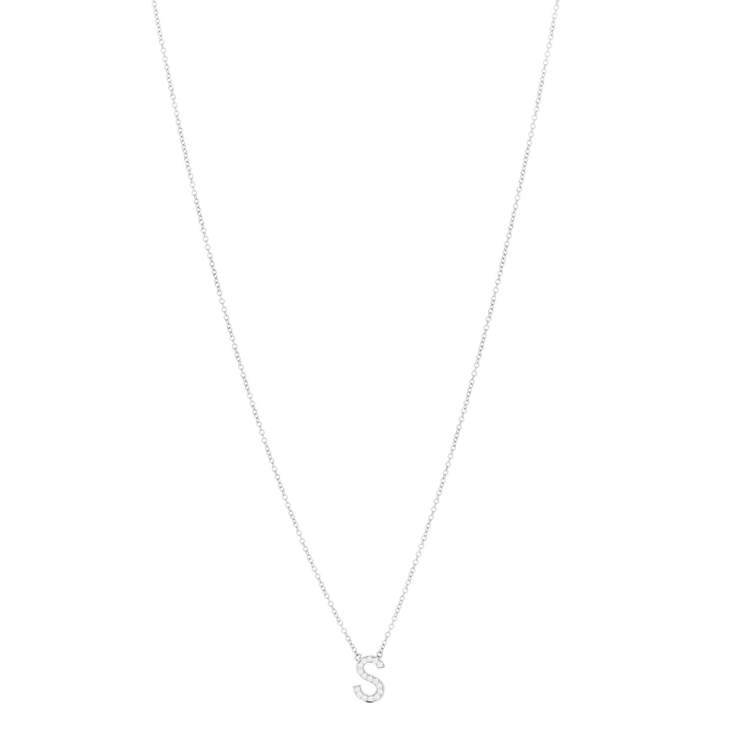 Tiffany Platinum Diamond Letter S Pendant Necklace 1 of 6