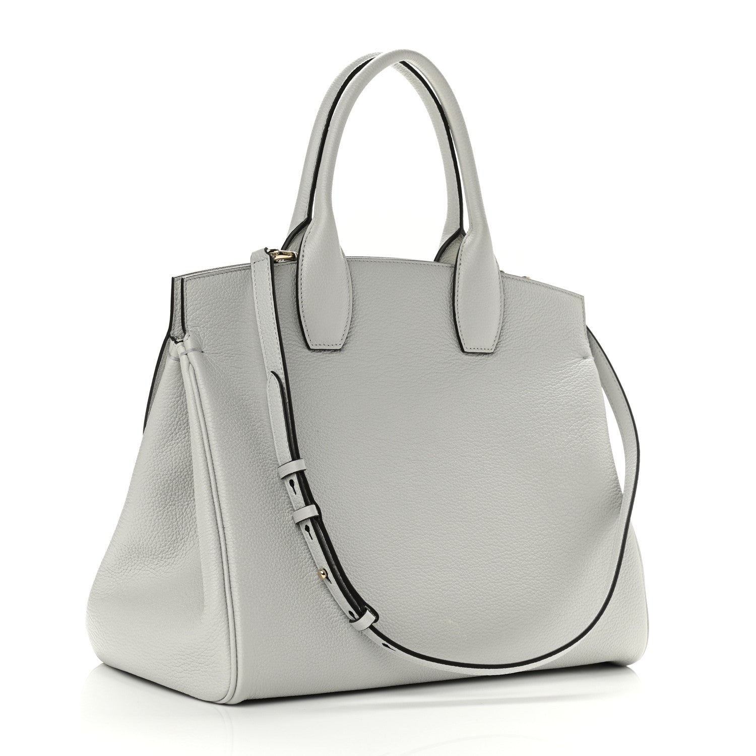 Salvatore Ferragamo Hammered Calfskin Medium Studio Bag Grey 3 of 9