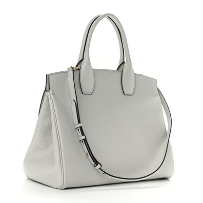 Salvatore Ferragamo Hammered Calfskin Medium Studio Bag Grey 3 of 9
