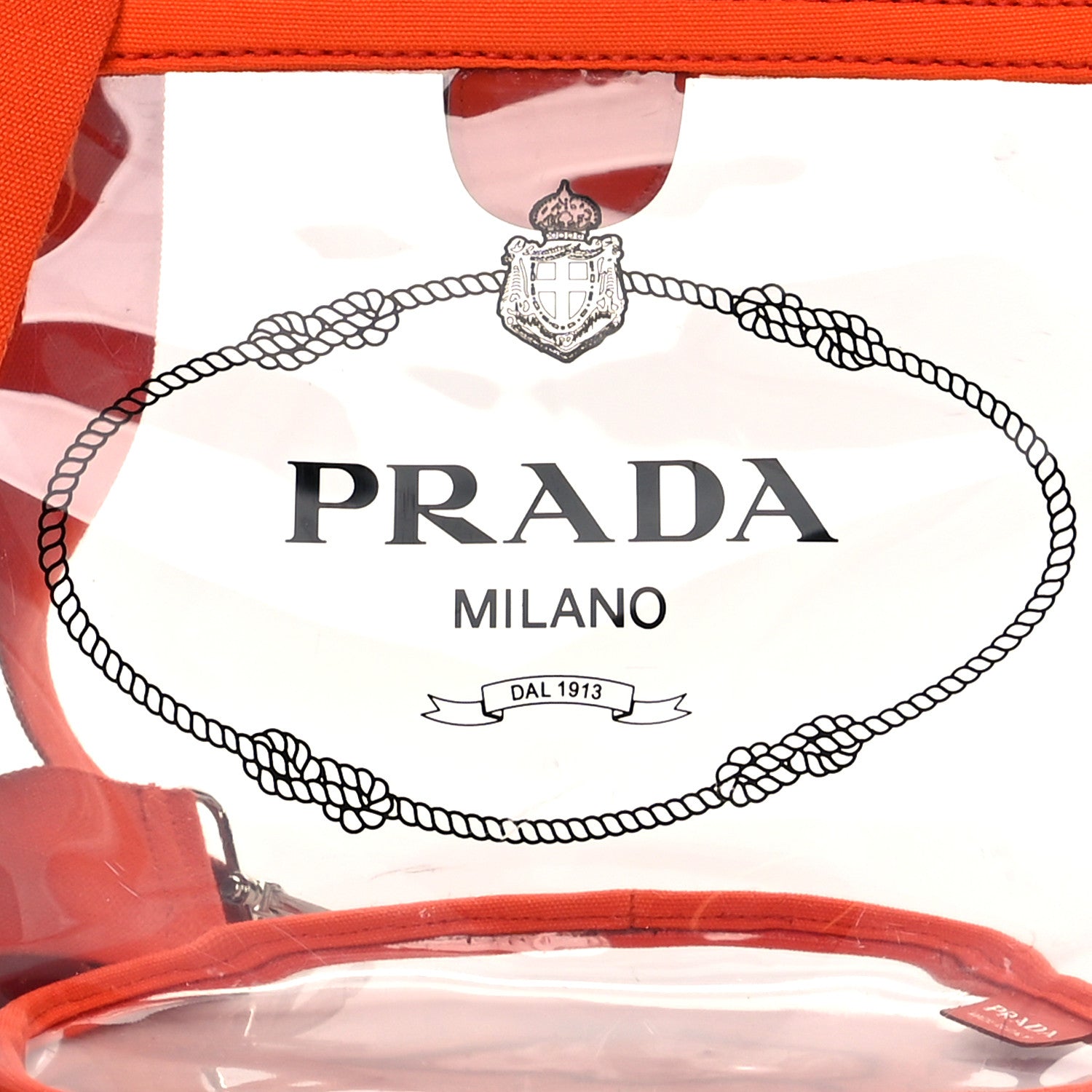 Prada Plexiglass Canapa Small Shopper Tote Arancio 7 of 10