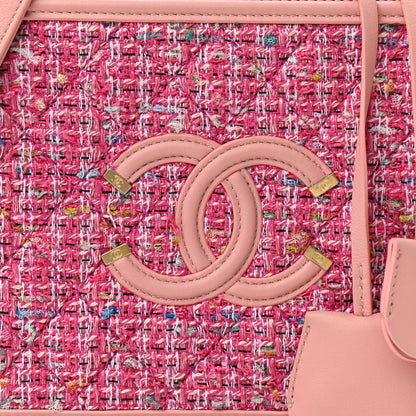 Chanel Tweed Quilted Medium CC Filigree Vanity Case Pink 8 of 11