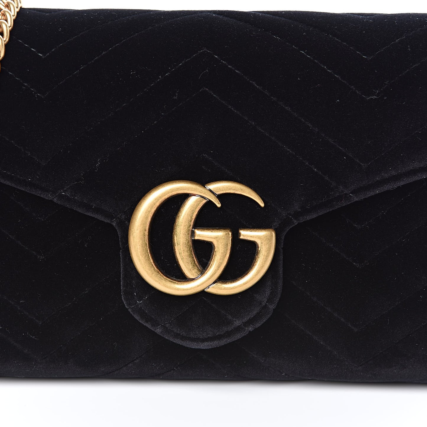Velvet Matelasse GG Marmont Chain Wallet Black