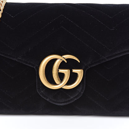 Gucci Velvet Matelasse GG Marmont Chain Wallet Black 10 of 10