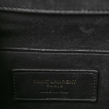 Saint Laurent Calfskin Matelasse Chevron Medium Monogram Satchel Black 6 of 8