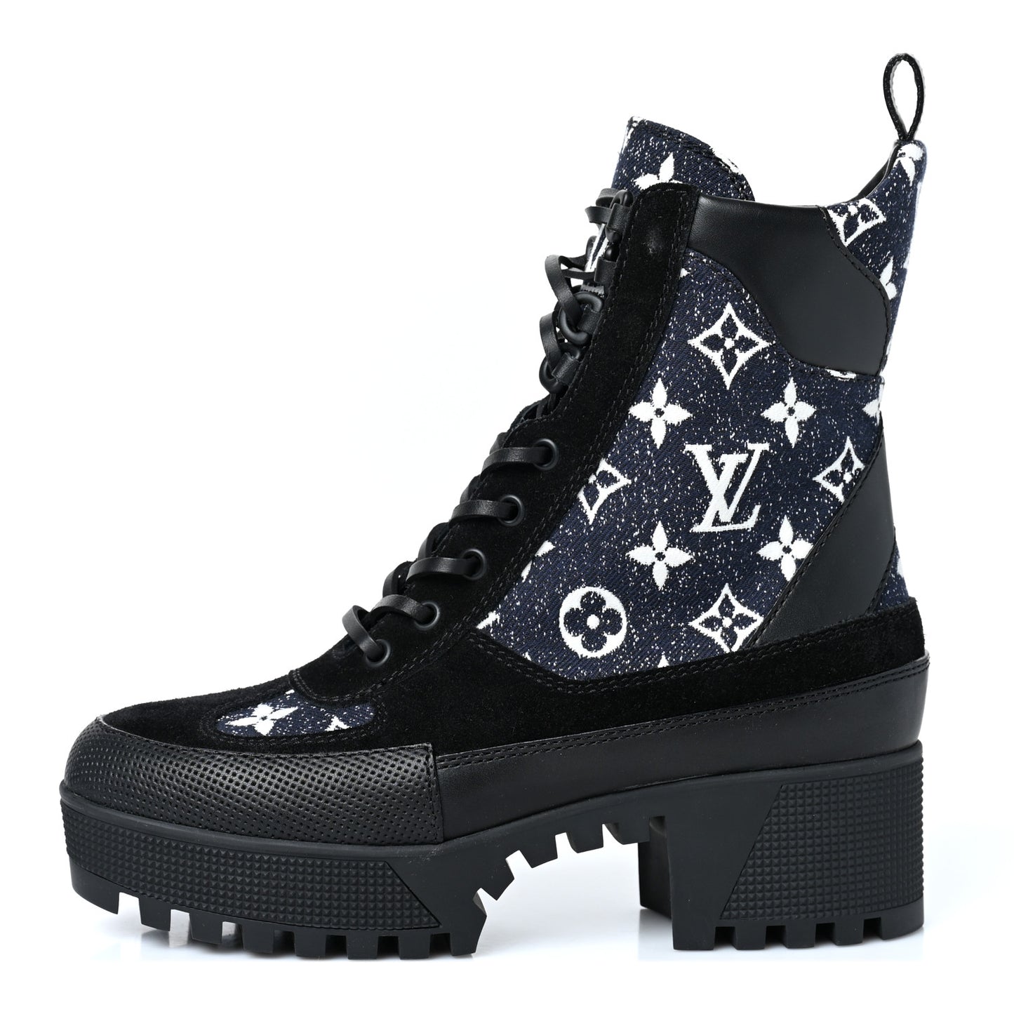 Calfskin Monogram Denim Laureate Platform Desert Boots 37 Grey
