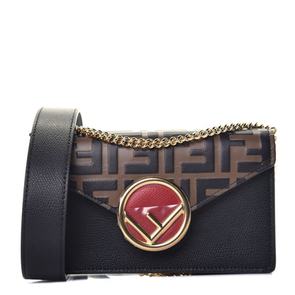 Fendi Vitello Cruise F is Fendi Bi-Color FF 1974 Embossed Envelope Belt Bag Maya Black 1 of 10
