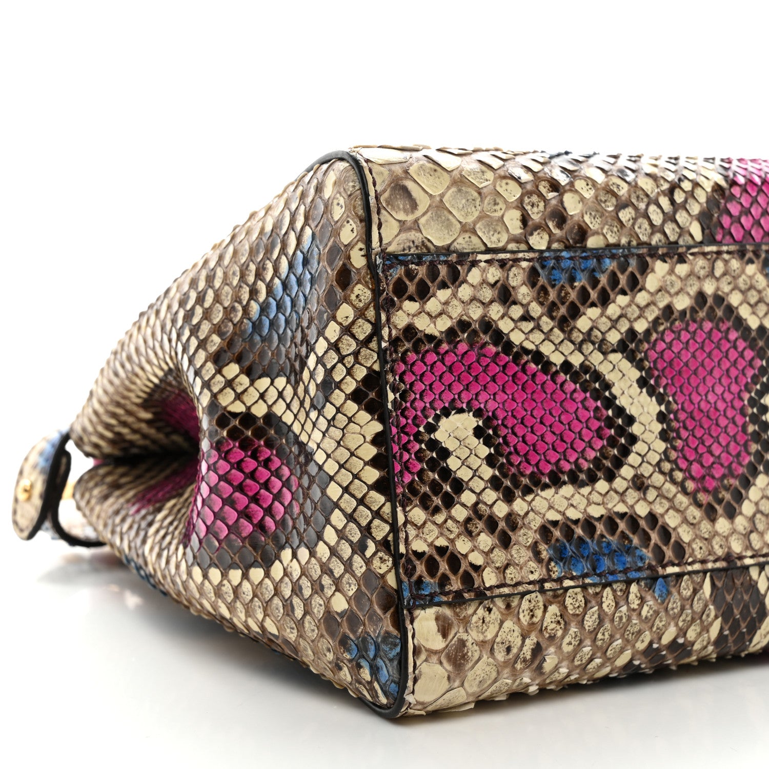 Fendi Snakeskin Mini Peekaboo Iconic Satchel Daisy Roccia Magenta 8 of 10