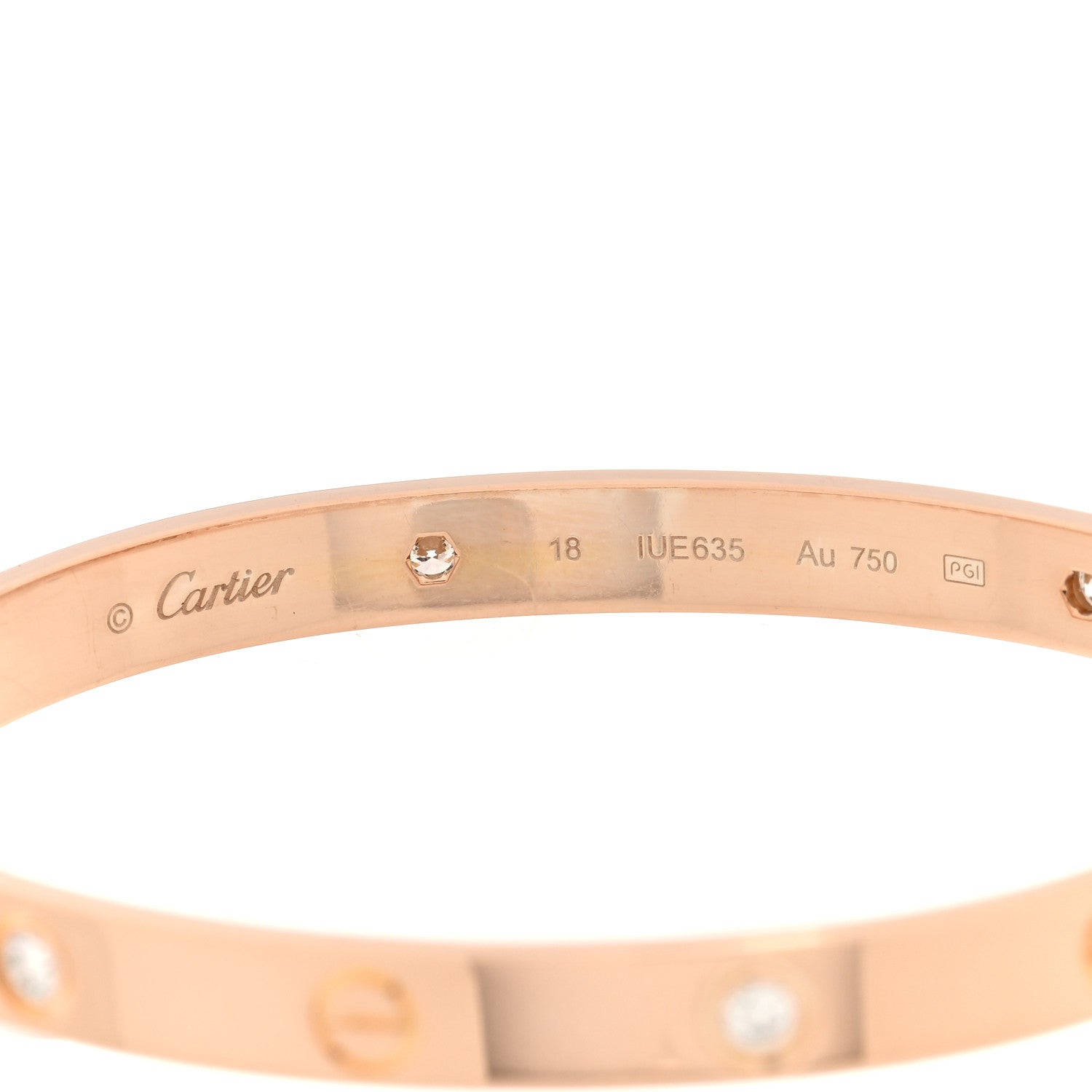 Cartier 18K Pink Gold 4 Diamond LOVE Bracelet 18 3 of 8