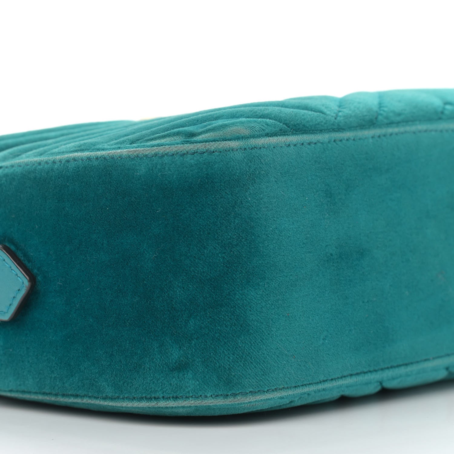 Gucci Velvet Matelasse Small GG Marmont Chain Shoulder Bag Pavone Cyan 9 of 12