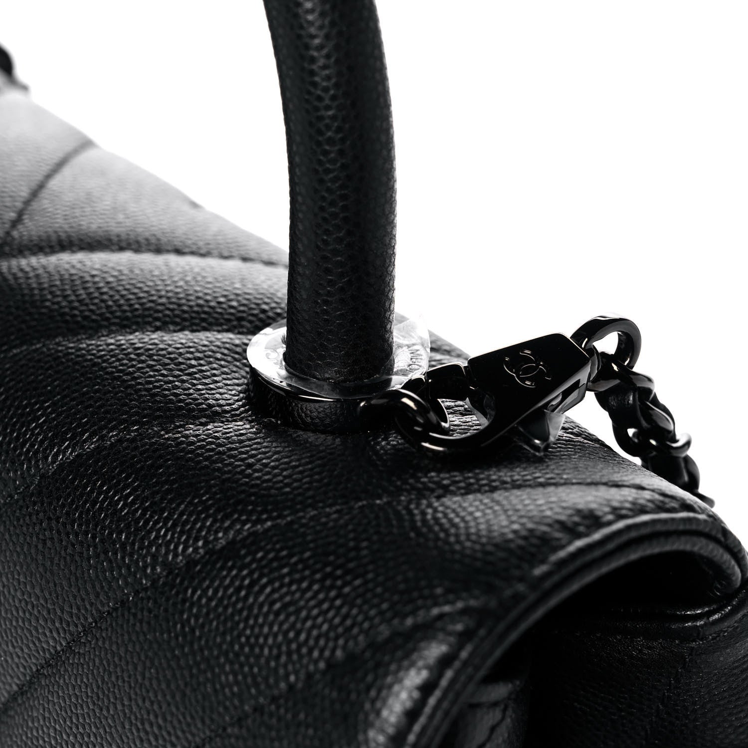 Chanel Caviar Chevron Quilted Mini Coco Handle Flap So Black 12 of 13