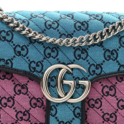 Gucci Monogram Multicolor Matelasse Diagonal Small GG Marmont Shoulder Bag Light Blue Pink Blue Green Red 8 of 12