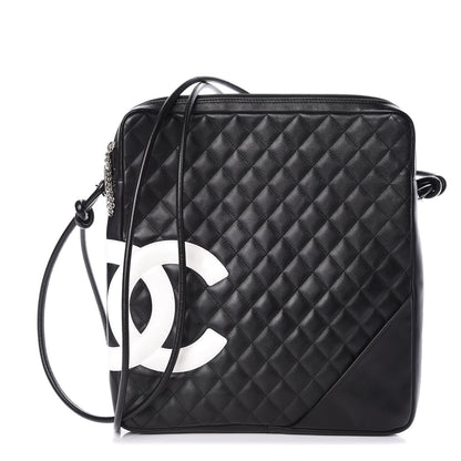 Chanel Calfskin Quilted Large Cambon Messenger Black White 1 of 9