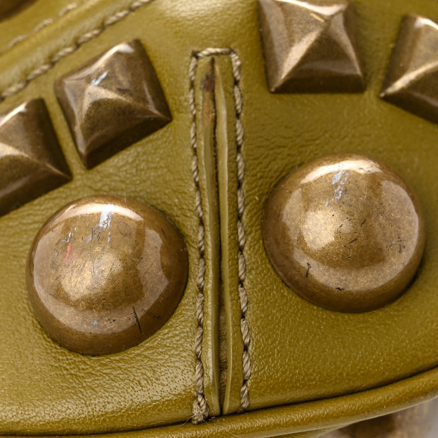 Calfskin Studded Alverton Hobo Green