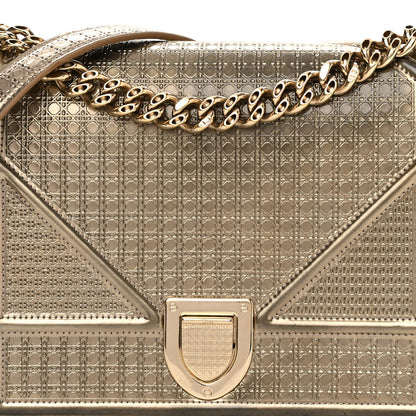 Christian Dior Metallic Patent Micro-Cannage Medium Diorama Flap Bag Gold 8 of 13