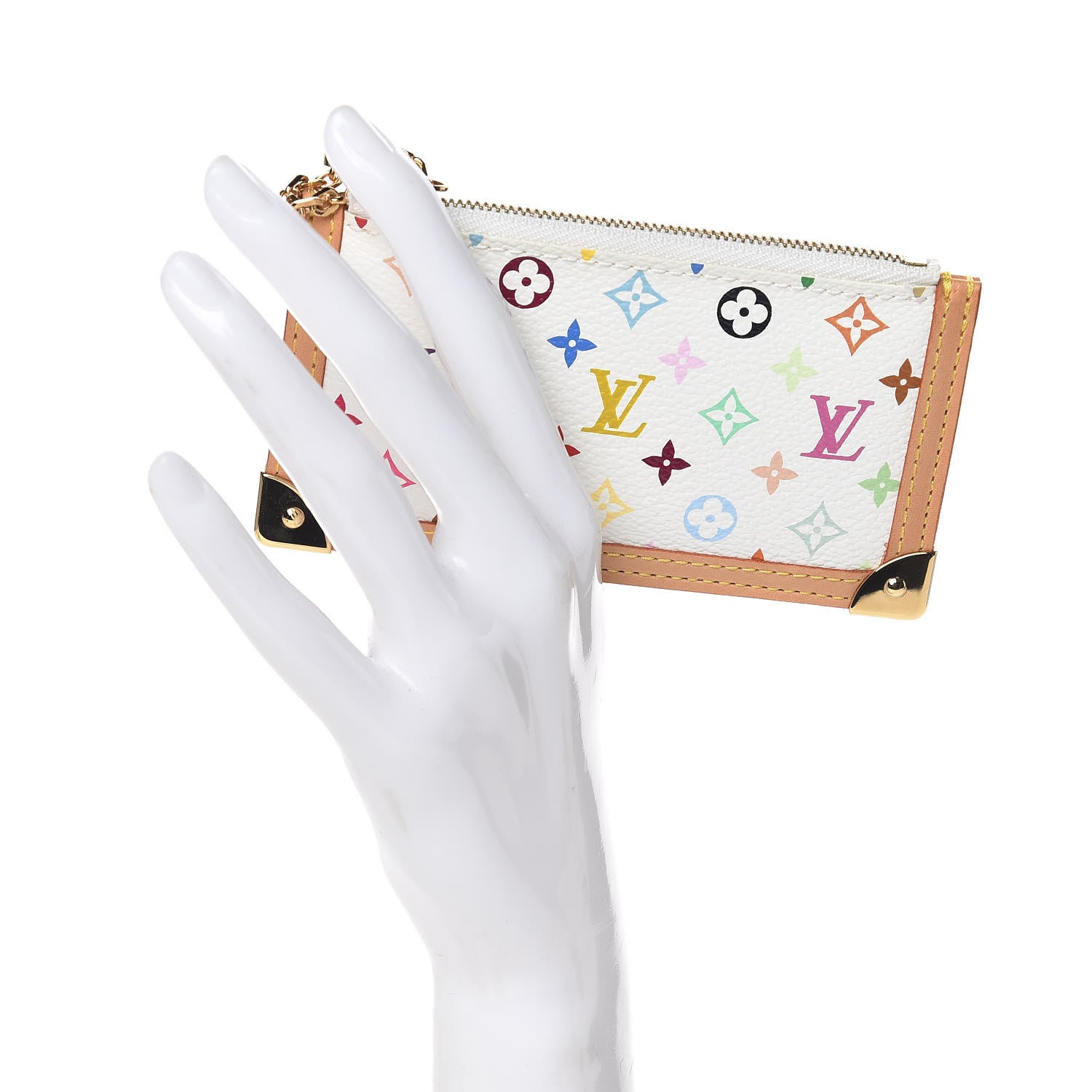 Louis Vuitton Monogram Multicolor Key Pouch White 2 of 7