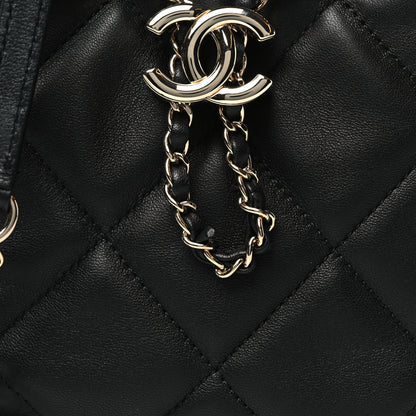 Chanel Lambskin Quilted CC Dweller Drawstring Bucket Bag Black 8 of 10