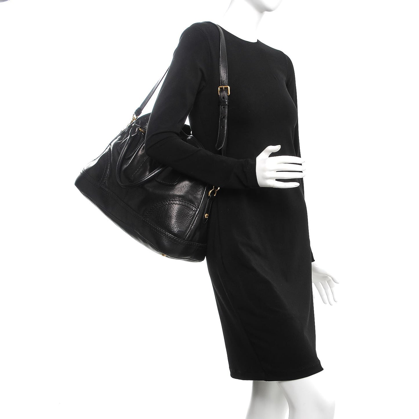 Cervo Deerskin Dome Satchel Black