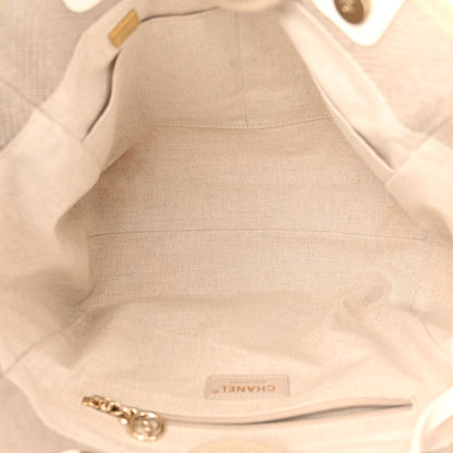 Chanel Mixed Fibers Calfskin Small Deauville Tote Beige White 6 of 12
