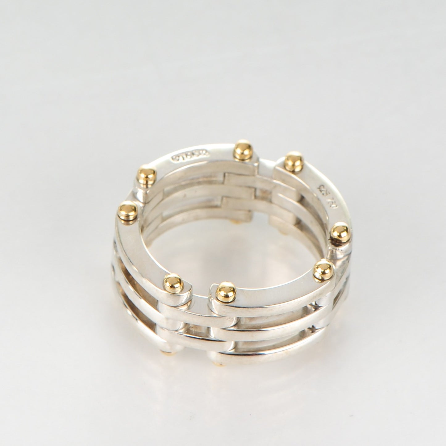 Sterling Silver 18K Yellow Gold Gatelink Ring 58 8.5