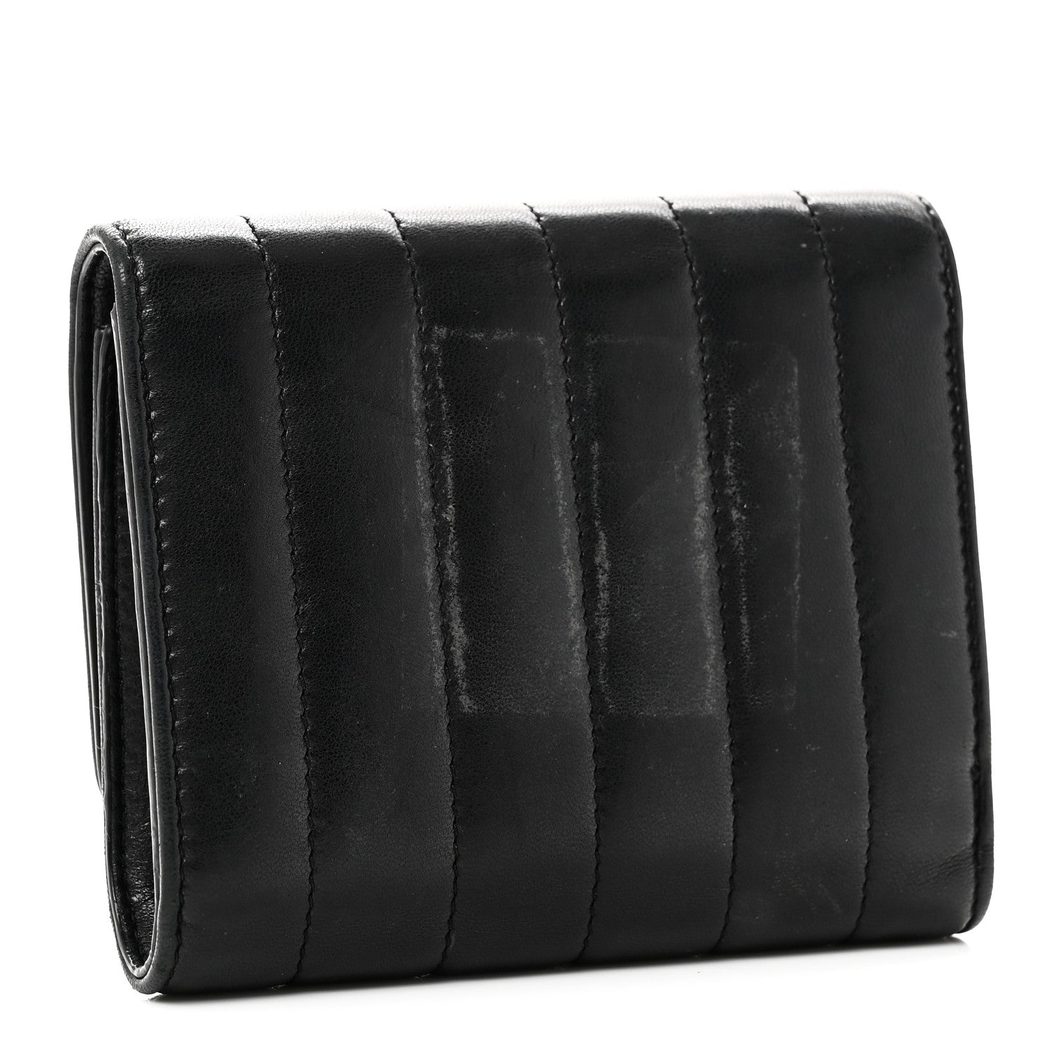 Saint Laurent Lambskin Matelasse Monogram Vicky Tri-Fold Wallet Black 3 of 8