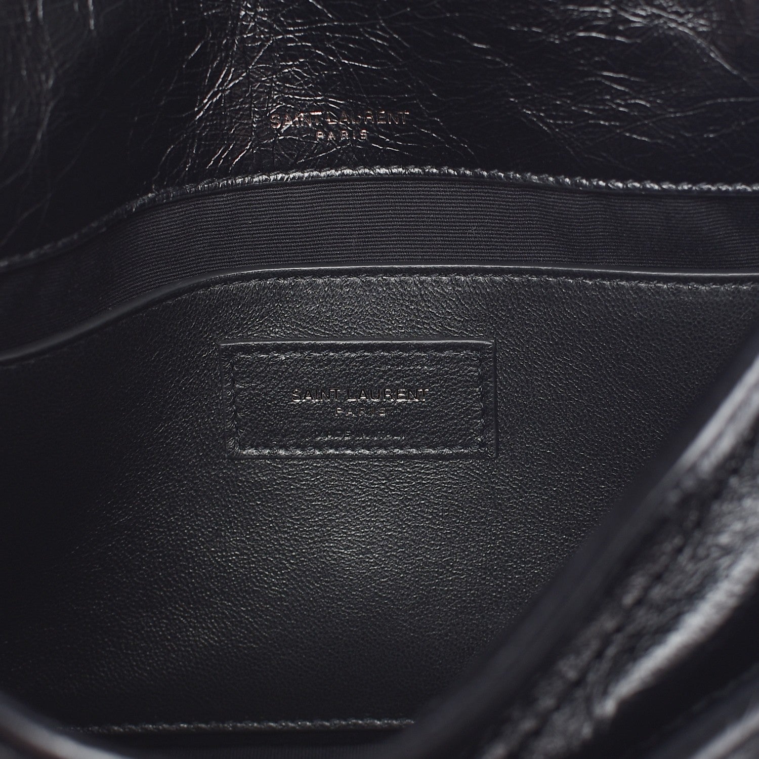 Saint Laurent Crinkled Calfskin Matelasse Monogram Baby Niki Chain Satchel Black 6 of 7