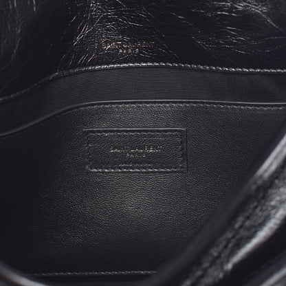 Saint Laurent Crinkled Calfskin Matelasse Monogram Baby Niki Chain Satchel Black 6 of 7