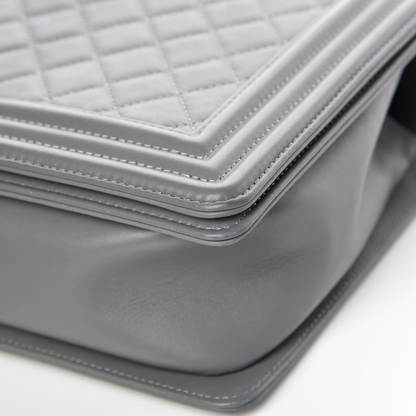 Calfskin Quilted New Medium Boy Flap Grey