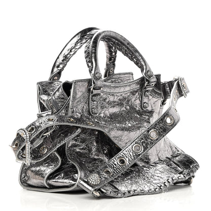 Balenciaga Agneau Arena Crystal Neo Cagole Handbag XS Silver 3 of 12
