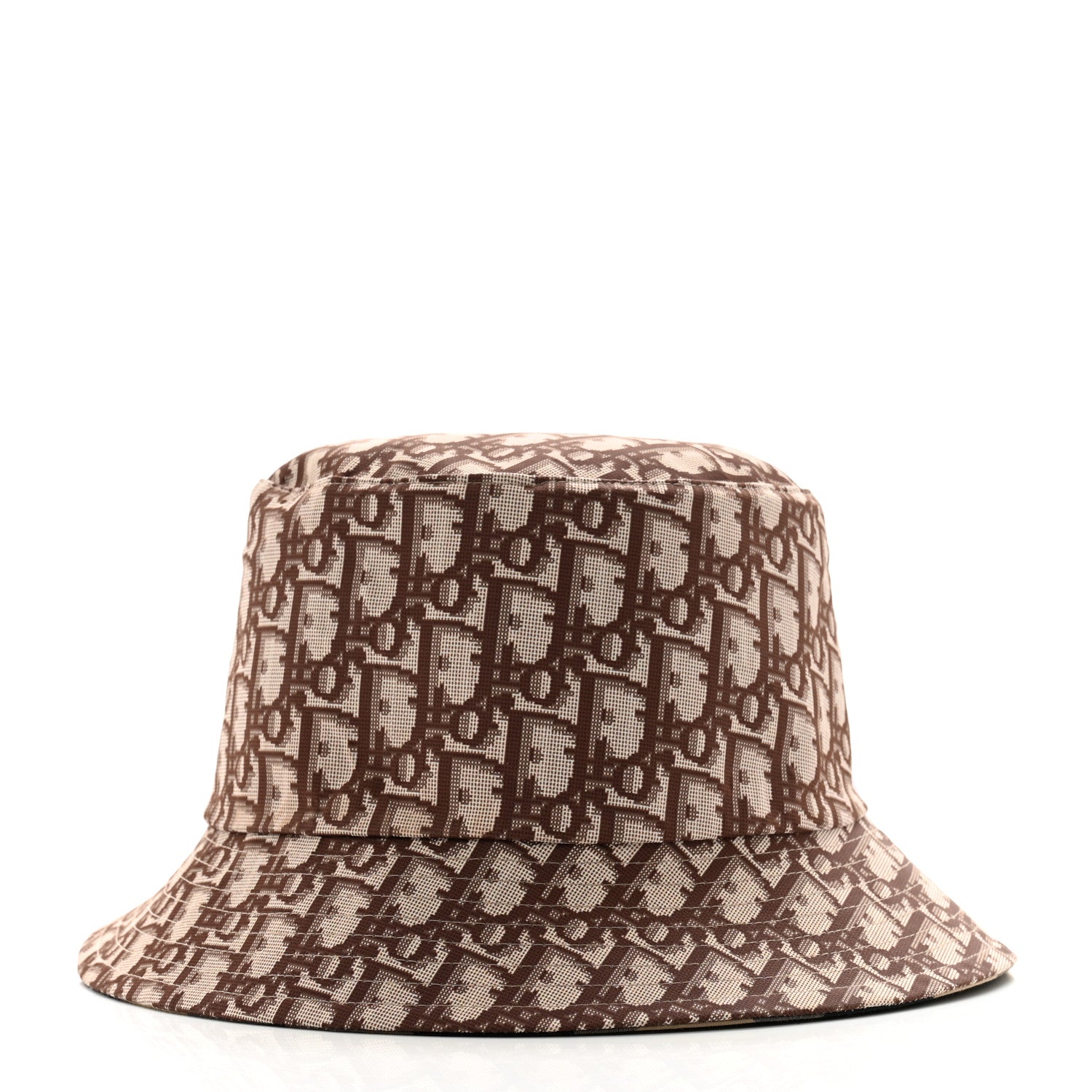 Christian Dior Polyester Cotton Gingham Oblique Reversible Bucket Hat 57 Beige 9 of 15