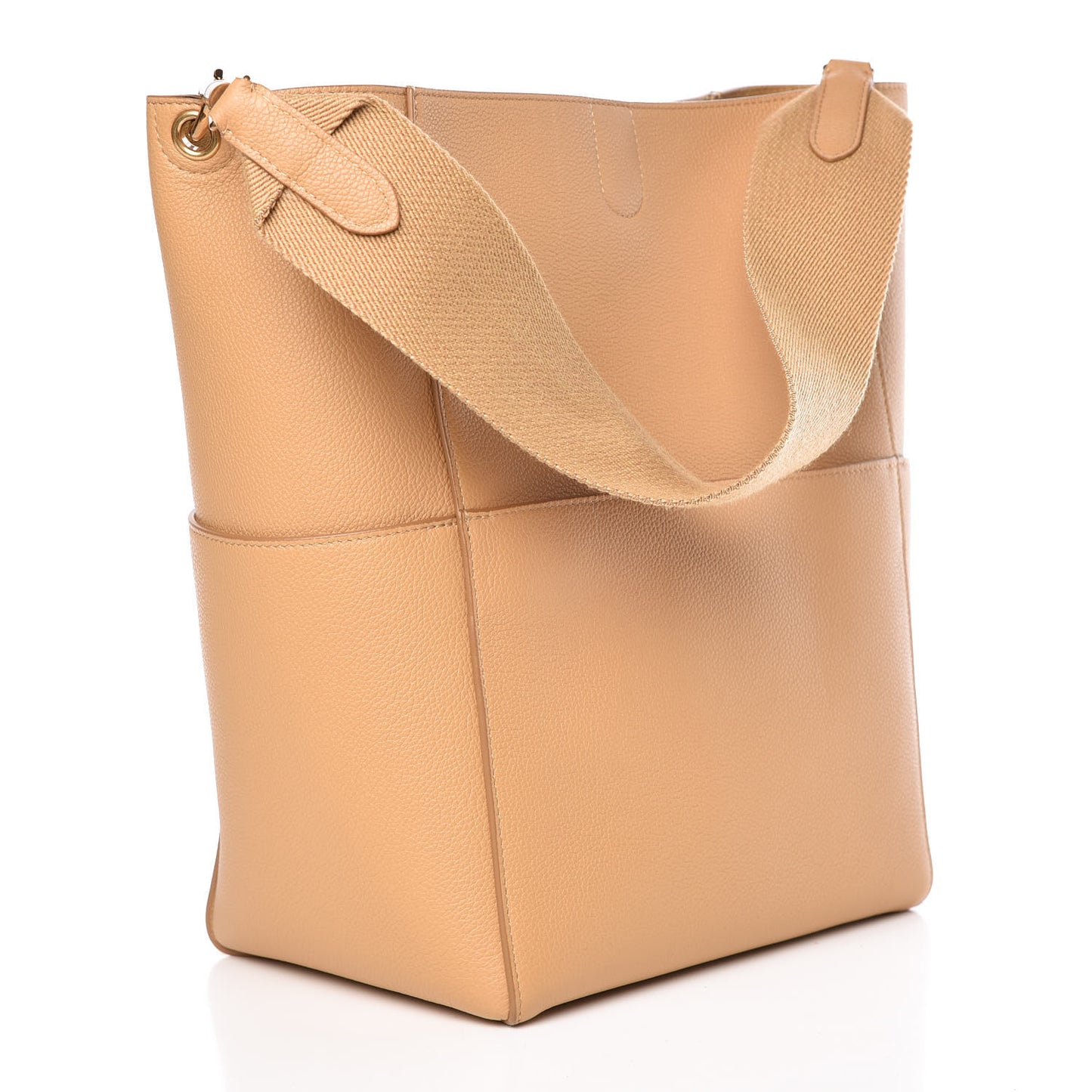 Soft Grained Calfskin Sangle Bucket Bag Cumin
