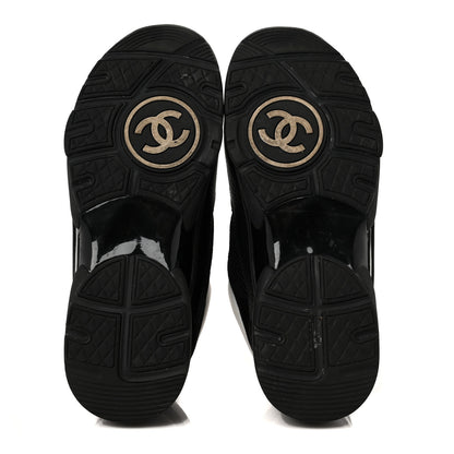 Chanel Mesh Suede Grained Calfskin Womens CC Sneakers 40 Black White 5 of 9