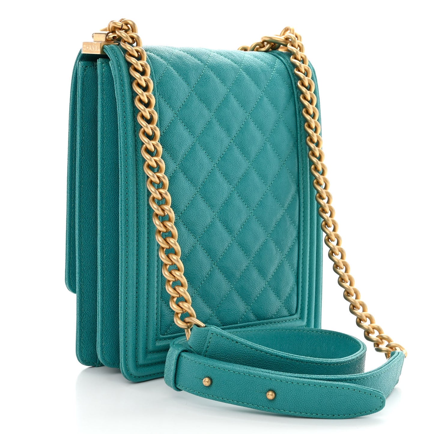 Caviar Quilted North South Boy Flap Turquoise