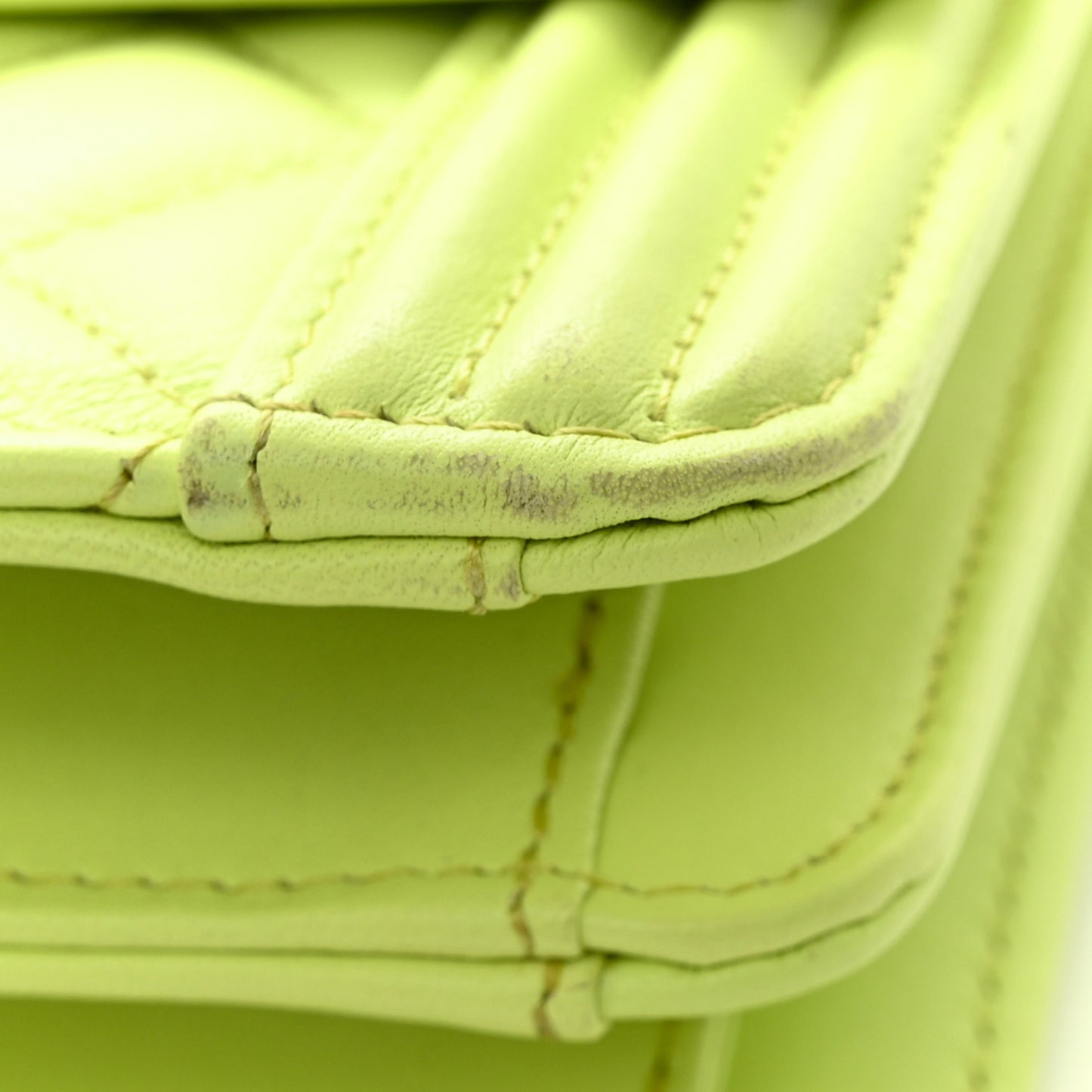 Calfskin Quilted North South Boy Flap Light Green