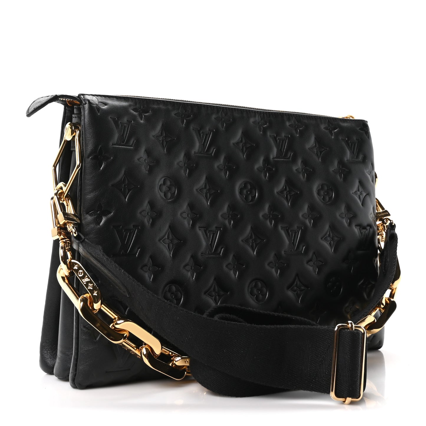 Lambskin Embossed Monogram Coussin MM Black Black