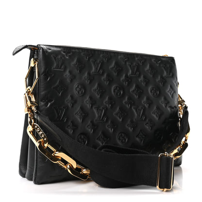 Louis Vuitton Lambskin Embossed Monogram Coussin MM Black Black 3 of 10