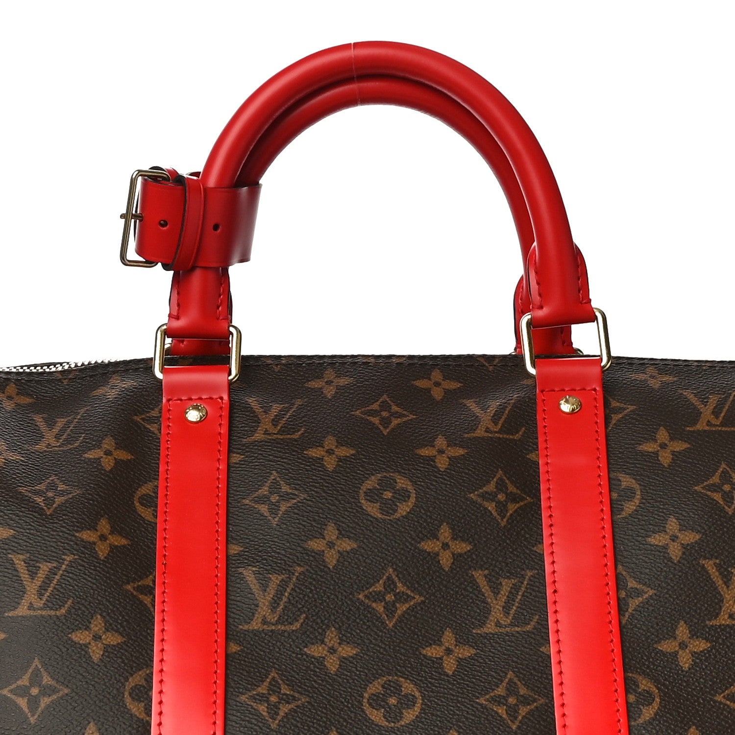 Louis Vuitton Calfskin Monogram Keepall Bandouliere 50 Coquelicot 8 of 13