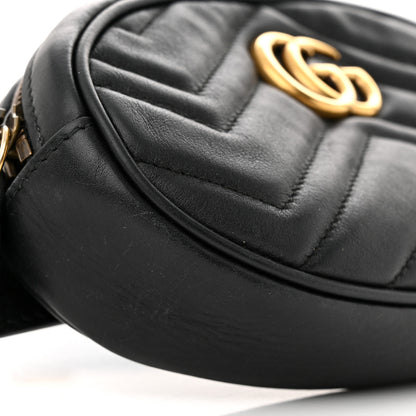 Gucci Calfskin Matelasse GG Marmont Belt Bag 85 34 Black 9 of 17
