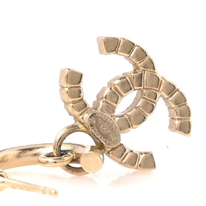 Chanel Metal Crystal CC Hoop Drop Earrings Gold 4 of 4