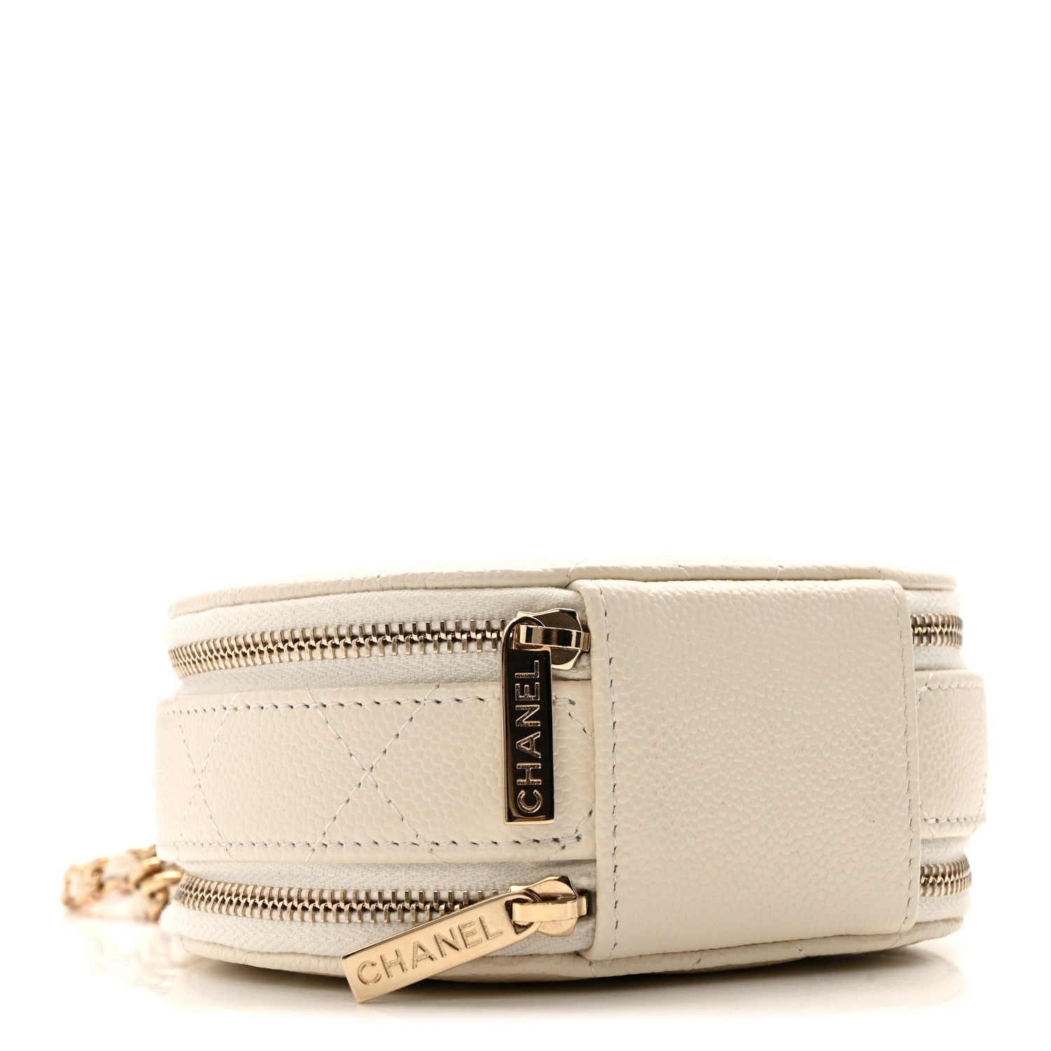 Chanel Caviar Quilted Round Handle With Care Vanity With Chain White 4 of 12