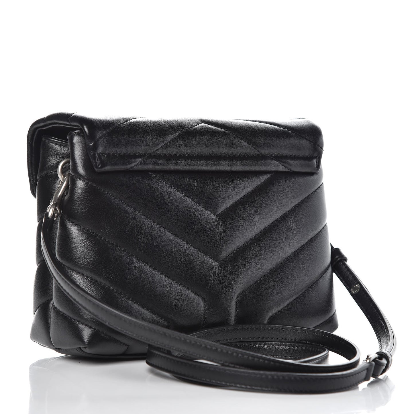 Calfskin Y Quilted Monogram Toy Loulou Crossbody Bag Black