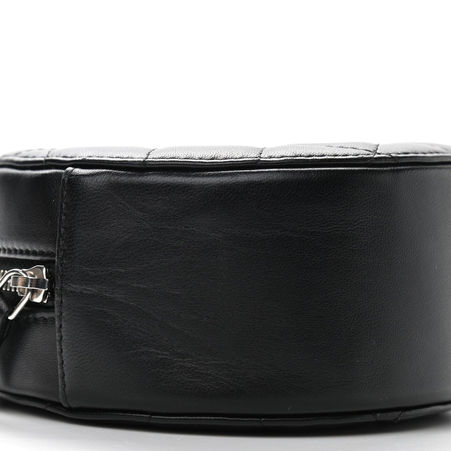 Lambskin Quilted Round Clutch With Chain Black