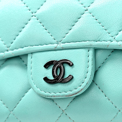 Chanel Lambskin Quilted Flap Card Holder Wallet Light Blue 9 of 12