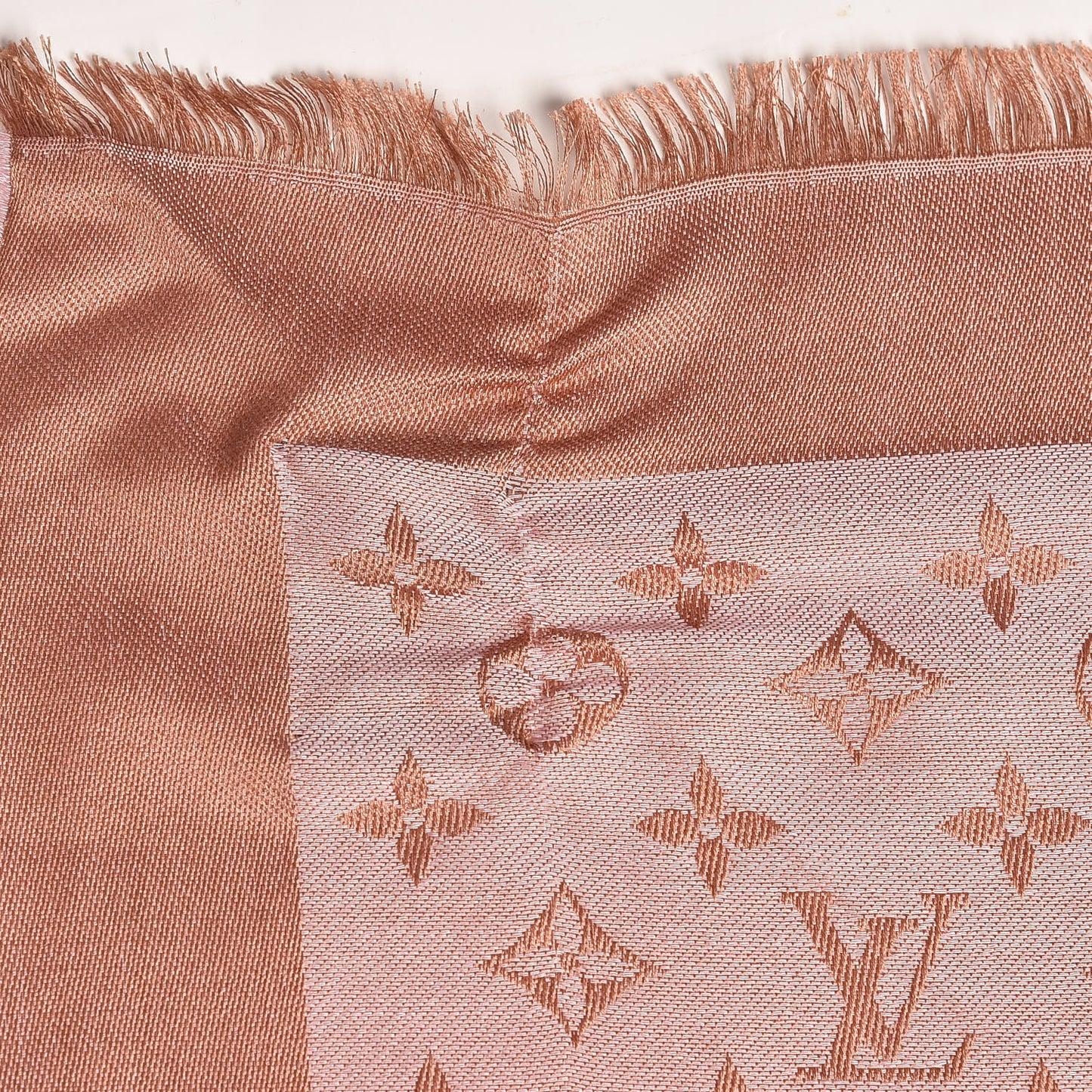 Silk Wool Monogram Shine Shawl Rose