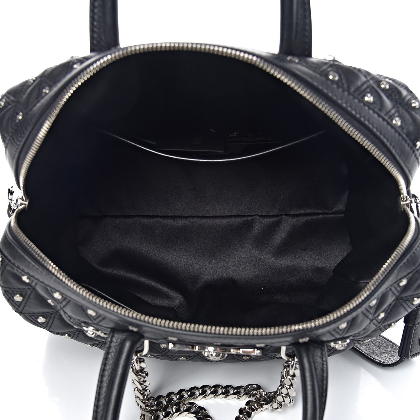 Nappa Trapuntata Triangle Quilted Studded Duffle Black