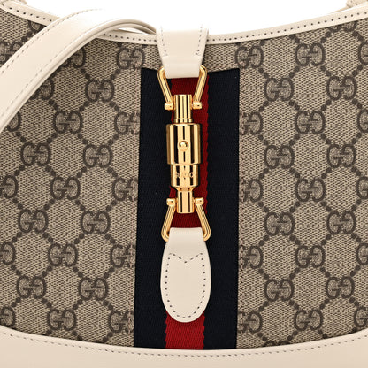 Gucci GG Supreme Monogram Azalea Calfskin Web Small Jackie 1961 Hobo Beige Ebony Mystic White 8 of 11