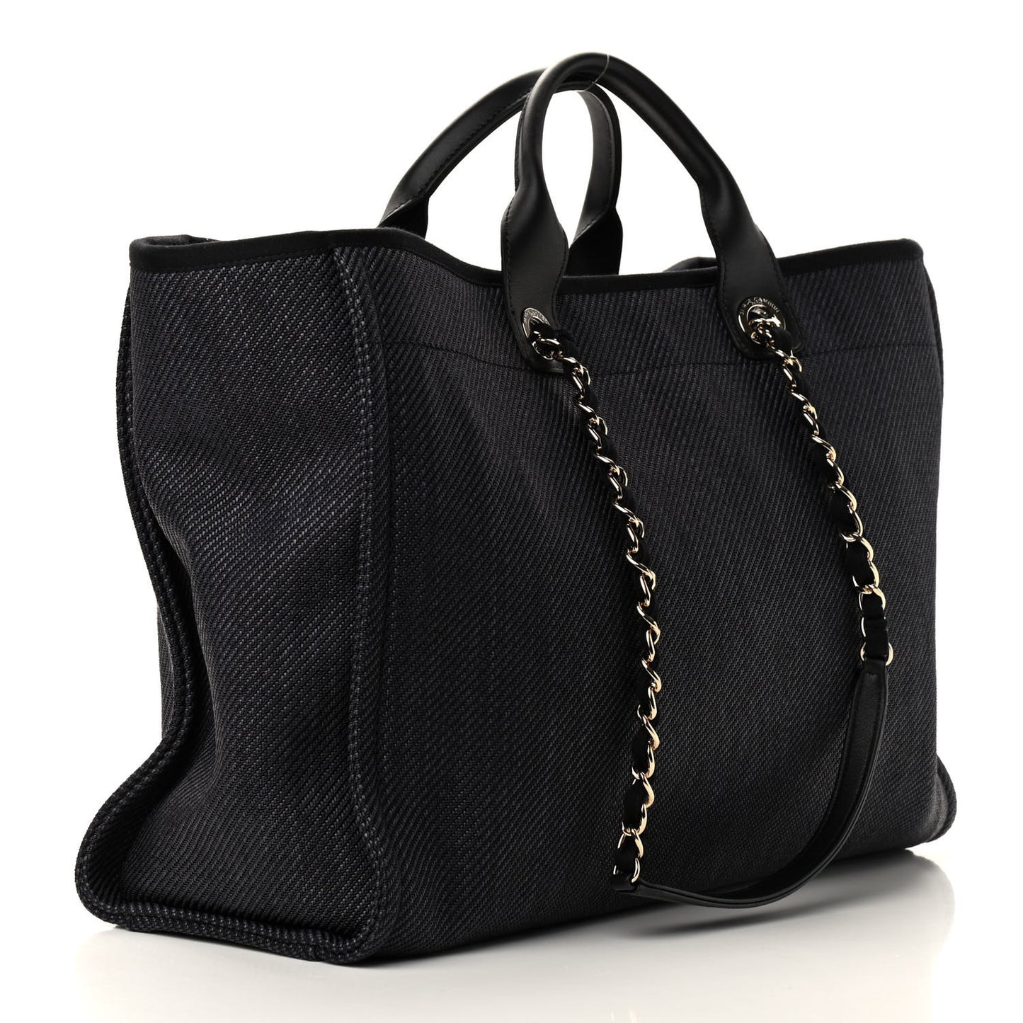 Mixed Fibers Striped Large Deauville Tote Black